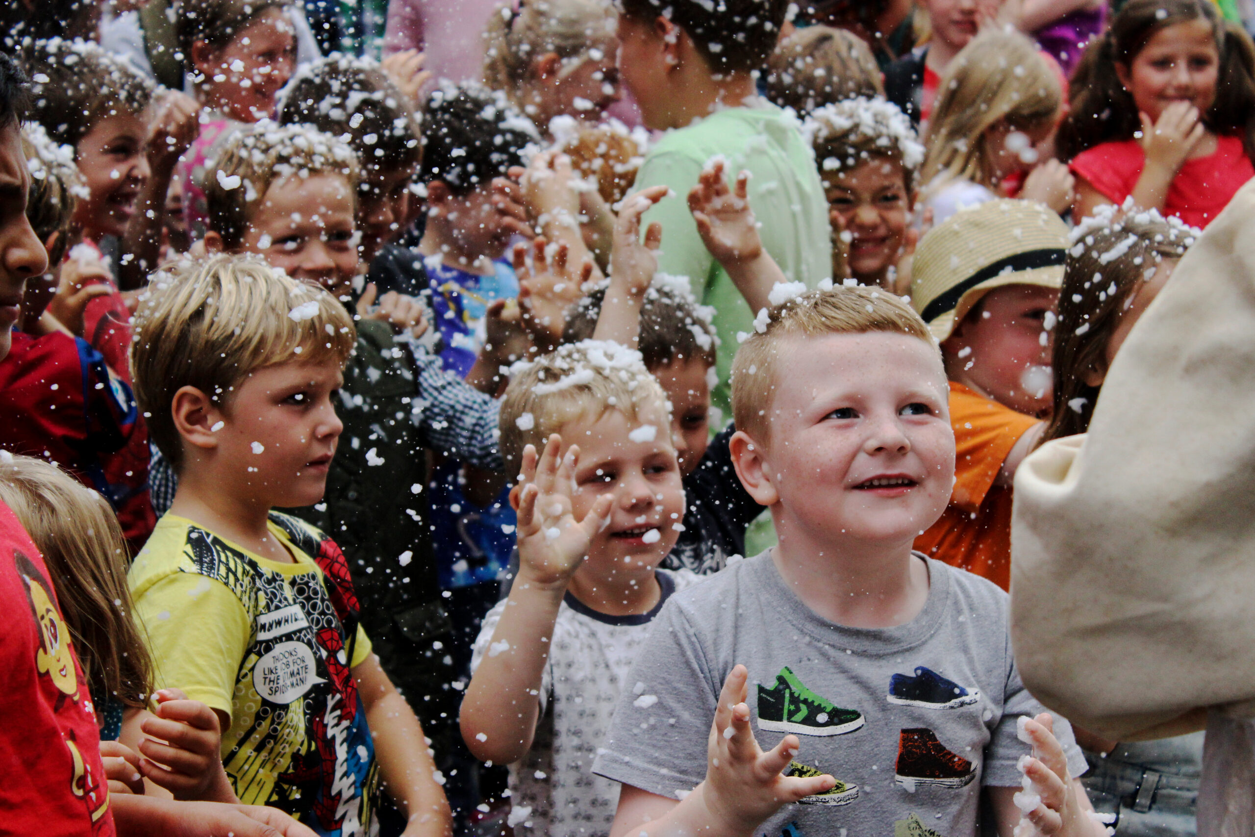 Group of young boy celebrating 100 years of Roald Dahl's city of the unexpected festival